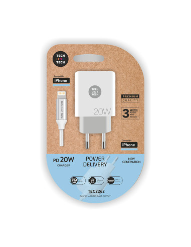 Chargeur pd 20w + câble lightning-apple white tech one tech