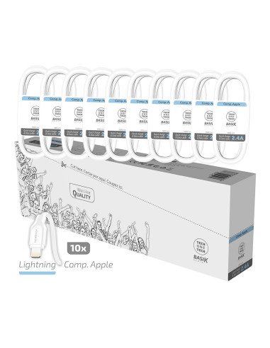 Pack économique de 10 câbles basik lightning/apple 2,4a tech one tech