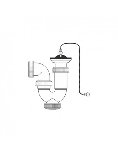Siphon courbe extensible 1" 1/2"avec chaînette et bouchon