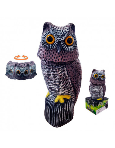 Chouette a tete rotative repulsifs oiseau ø19x40cm edm