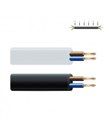 Câble électrique haut-parleur plat 2x0.75mm h05 vv-f (audio) noire euro/mts