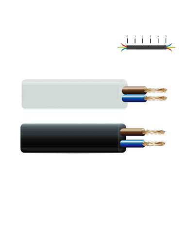 Câble électrique haut-parleur plat flexible h05 vv-f 2x1,5mm blanc (audio) euro/mts