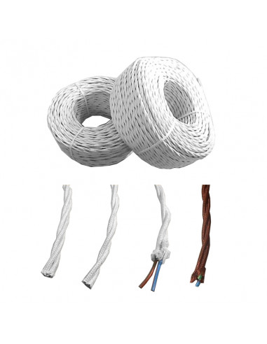 Câble textile torsadé 2x1mm blanc euro/mts