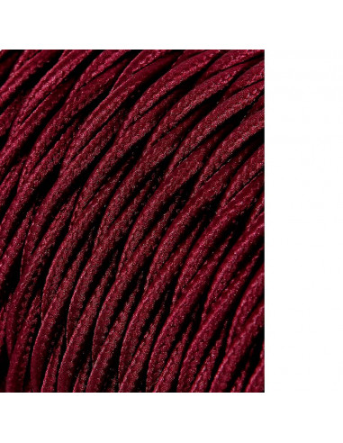 Câble textile tressé 2x0,75mm c08 bordeaux soie 25m