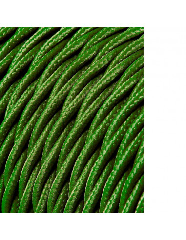 Câble textile tressé 2x0.75mm c-18 vert soie 25m