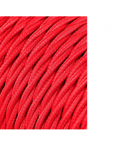 Câble textile tressé 2x0,75mm c-62 rouge 25m