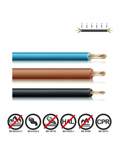 Cable renforce 6mm bleu sans halogene euro/mts