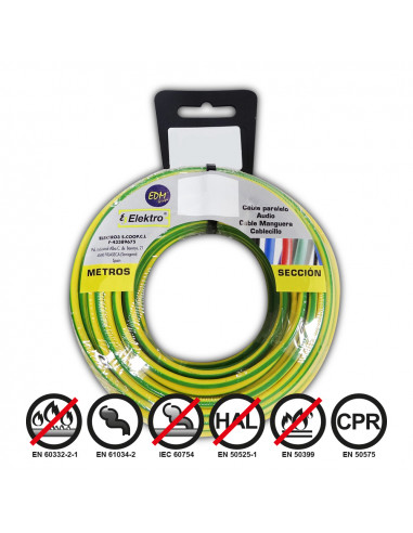 Bobine fil électrique flexible 2,5mm bicouleur sans halogène 5m