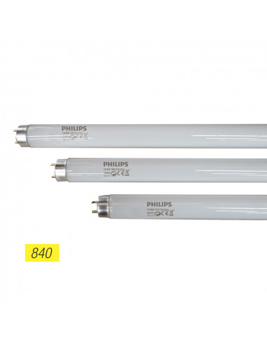Tube fluorescent 18w triphosphor 840k modèle: t8 lumière du jour. philips