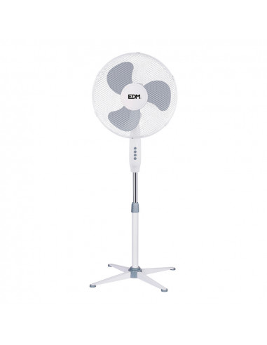 Ventilateur sur pied blanc puissance: 45w helices: ø40cm hauteur reglable 105-125cm edm