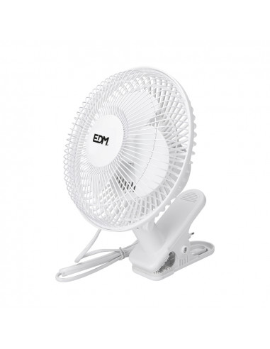 Ventilateur a pince blanche puissance: 15w palmes: ø15cm 28cm edm