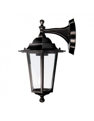 Aplique en aluminium et verre murale. ip44 e27 60w couleur noir ø19.5x21x32cm modèle zurich edm