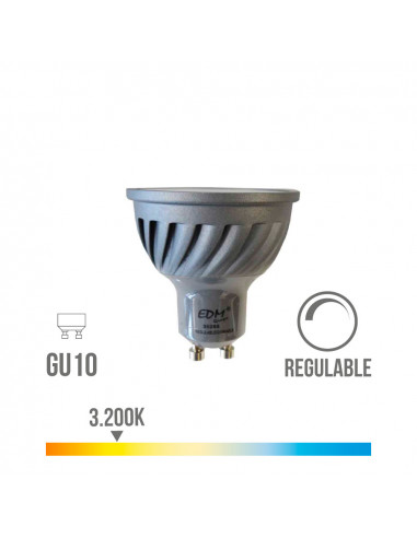 Ampoule led dichroïque dimmable gu10 6w 480lm 3200k lumière chaude ø5x5,5cm edm