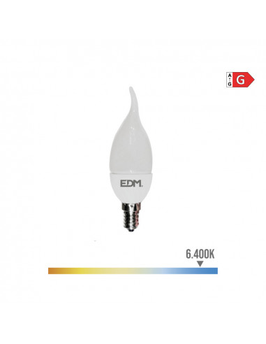 Ampoule bougie bohemia led e14 5w 400lm 6400k lumière froide ø3.8x12.5cm edm