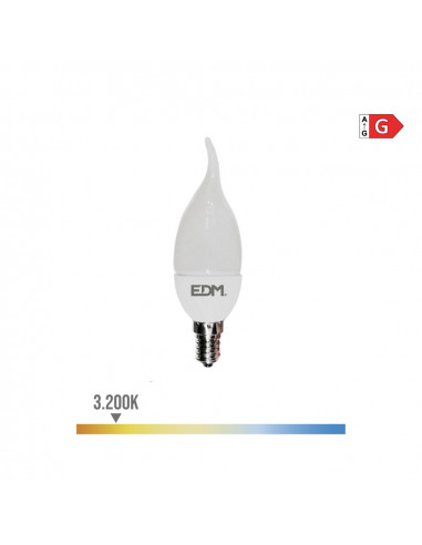 Ampoule bougie bohemia led e14 5w 400lm 3200k lumière chaude ø3.8x12.5cm edm