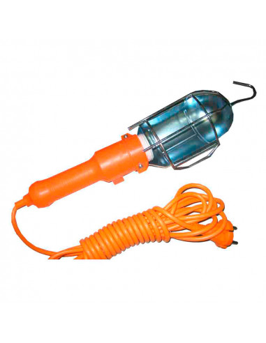 Lampe portative avec crochet et interrupteur métallique. e-27 (câble 5m)