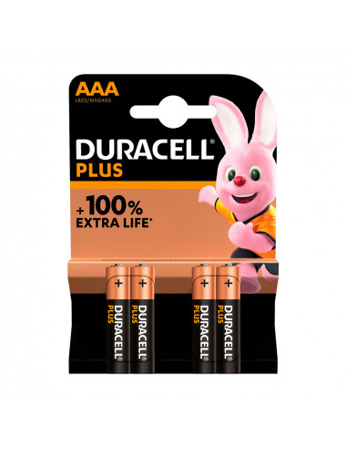 S.of. pile alkaline duracell plus power aaa - lr03 1,5v (emballage 4 unit) ø10,5x44,5mm