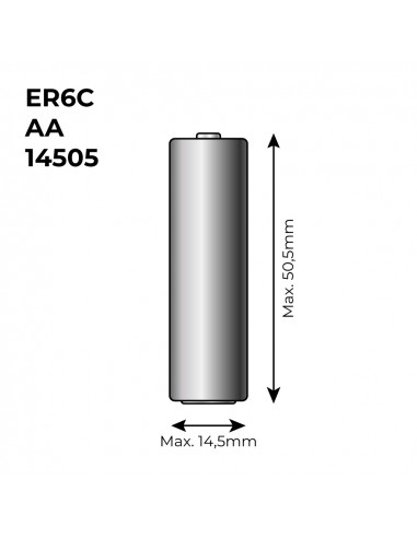 Pile lithium er6c - aa 3,6v (mod. 14505) 2600ma ø14,5x50,5mm