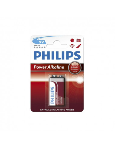 Pile alkaline philips 6lr61 9v (emballage 1 unit) 26,5x17,5x48,5mm
