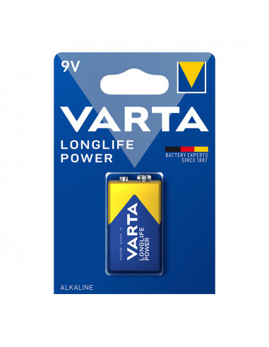 Pile alcaline varta longlife power 6lr61 9v (emballage 1 unit) 26,5x17,5x48,5mm