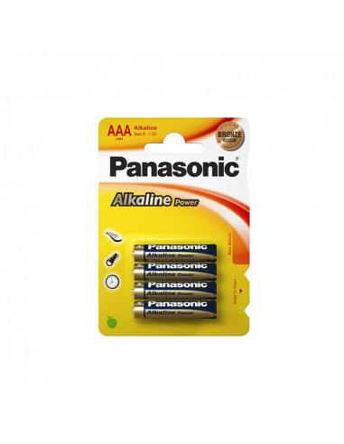 Pile alkaline panasonic bronze aaa - lr03 1,5v (blister 4 unit) ø10,5x44,5mm