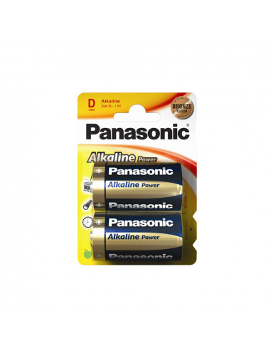 Pile alkaline panasonic bronze d - lr20 1,5v (emballage 2 unit) ø34,2x61,5mm