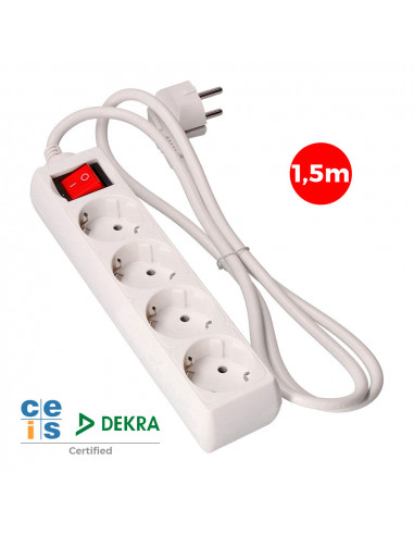 Multi-prise 4 bases schuko + interrupteur 1.5m 3x1,5mm edm