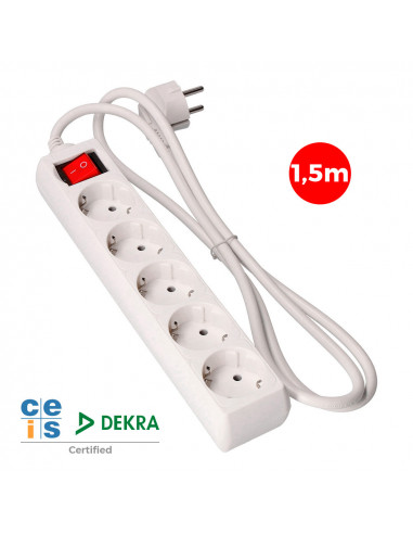 Multi-prise 5 bases schuko + interrupteur 1.5m 3x1,5mm edm