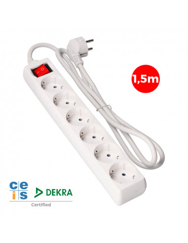 Multi-prise 6 bases schuko + interrupteur 1.5m 3x1,5mm edm