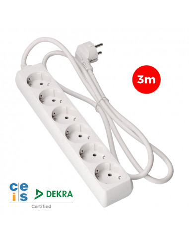 Multi-prise 6 bases schuko 3m 3x1.5mm edm