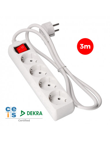 Multi-prise 4 bases schuko + interrupteur 3m 3x1,5mm edm