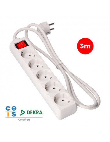 Multi-prise 5 bases schuko + interrupteur 3m 3x1,5mm edm