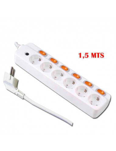 Multiprise 6 prises + 6 interrupteurs edm