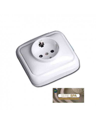 Schuko t/tl surface prise "série spa" (sac blister)