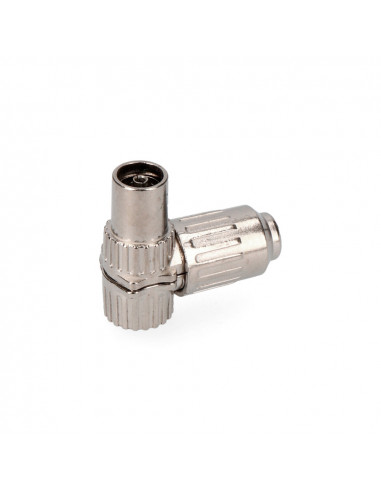 Connecteur métallique tv femelle coudé 9,5mm (retractable) edm