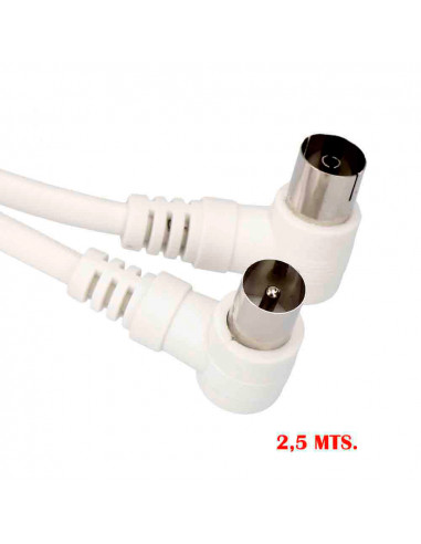 Rallonge tv-vidéo coudée 9,5mm 2,5m blanche sous emballage edm