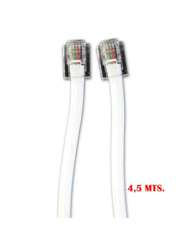 Rallonge fil de téléphone 4,5m 4 voies mâle-mâle edm