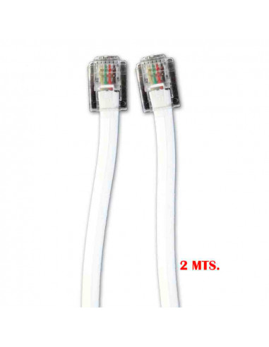 Rallonge fil de téléphone 2m 4 voies mâle- mâle edm