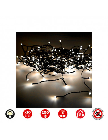 Rideau lumineux easy-connect 2x2m 10 bandes de 200 led blanc chaud 30v (usage int. ext.) edm total 3,2w