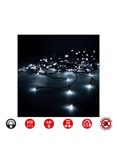Rideau icicle easy-connect 2x0,5m 12 bandes blanc froid 30v (usage int. ext.) edm total 0,72w