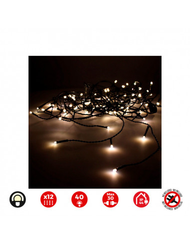 Rideau icicle easy-connect 2x0,5m 12 bandes blanc chaud 30v (usage int. ext.) edm total 0,72w