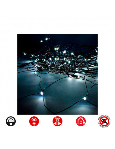 Rideau red icicle easy-connect 2x1,5m 90 led blanc froid 30v (usage int. ext.) edm total 1,62w